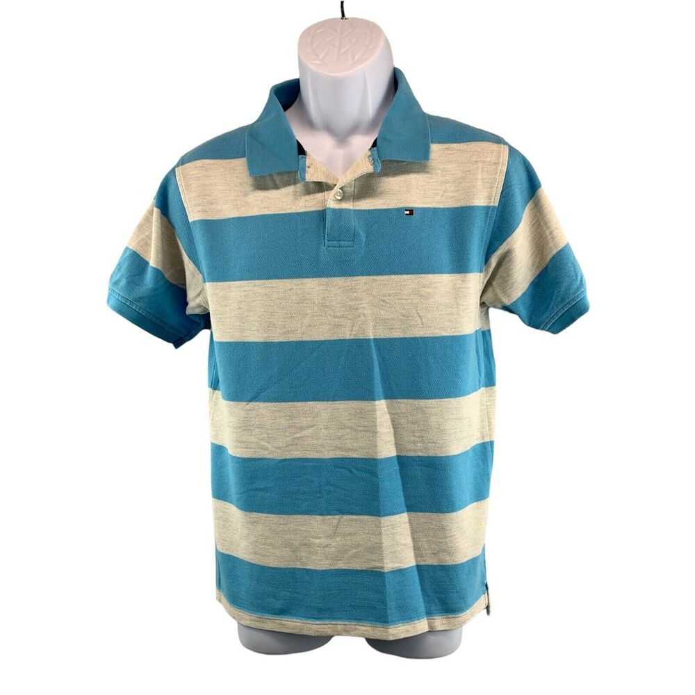 Tommy Hilfiger Boys Youth Polo Shirt XL Colorblock Blue Collared Short Sleeve